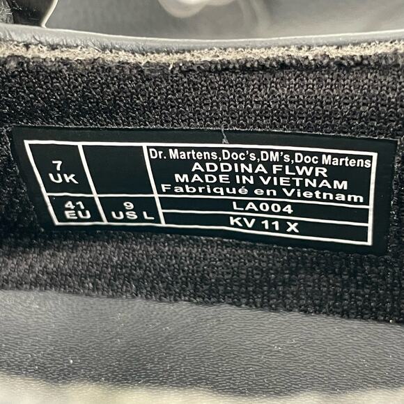 Dr. Martens Addina Platform Mary Janes Black Leather Flower Buckle Shoes Size 9 - Picture 9 of 11